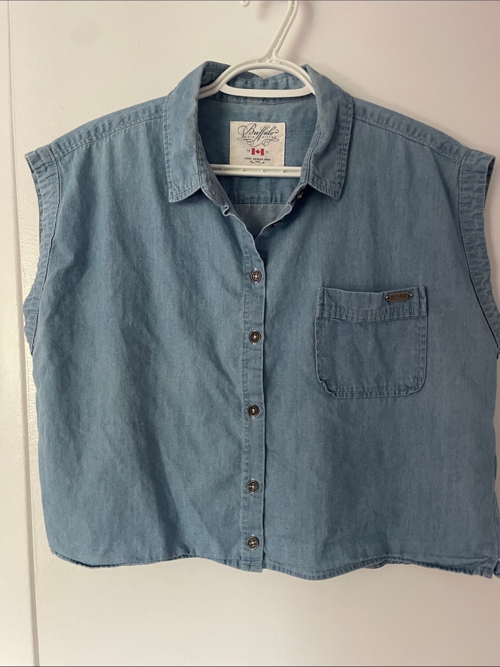 Buffalo David Bitton Light Blue Sleeveless Denim Button-Up Shirt